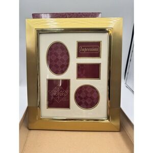 Impressions Gold Tone Picture Photo Collage Frame Frame/Plate Engraveable NIB